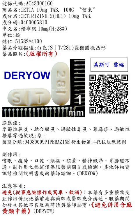 暢寧是第幾代|藥品使用指導單 暢寧 錠(Cetia® 10 mg)